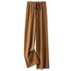 Women's White Wool Knit Wide-Leg Elastic High-Waist Floor-Length Pants — Autumn/Winter Drapey, Loose-Fit, Versatile, Straight-Leg Pants
