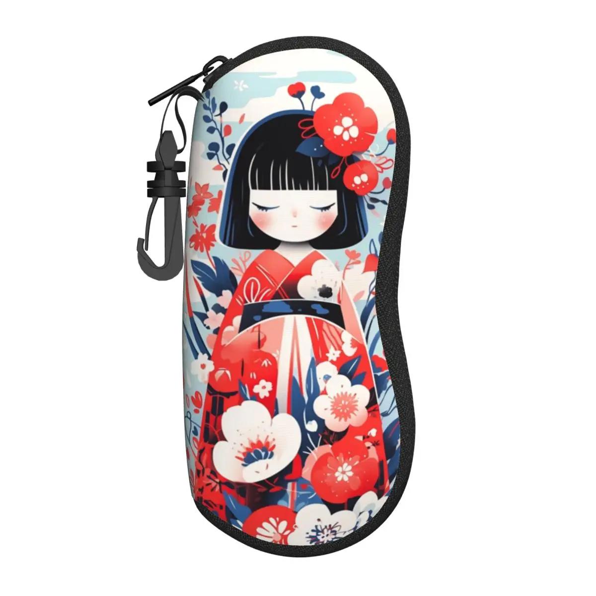 

Custom Sakura Japanese Girl Kokeshi Doll Glasses Case Fashion Shell Eyeglasses Case Sunglasses Box S разноцветный