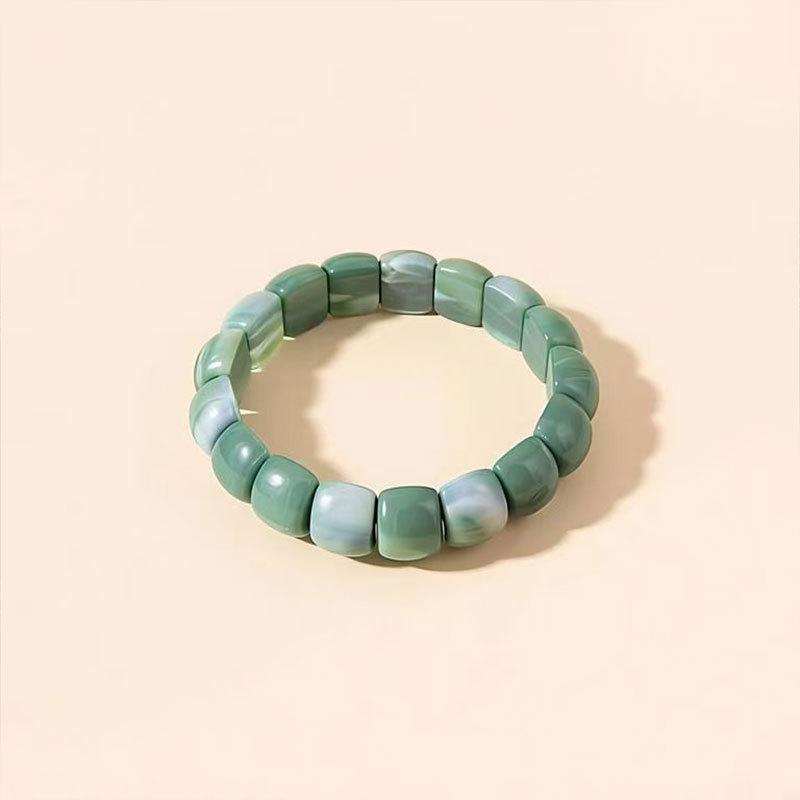 Color Smudged Acrylic Splicing Beaded Elastic Bracelet Exaggerated Bracelet Personalized High-End Jewelry