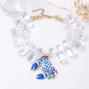 Europäische und amerikanische Mode Strand Freizeit Meeresbrise Übertrieben Legierung Druck Sprühfarbe Seestern Krabbe Anhänger Damen Halskette