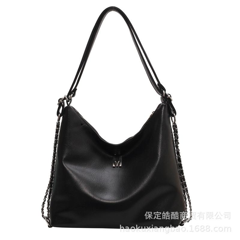 This year's popular versatile small bag women's 2025 new fashionable solid color simple large-capacity messenger backpack