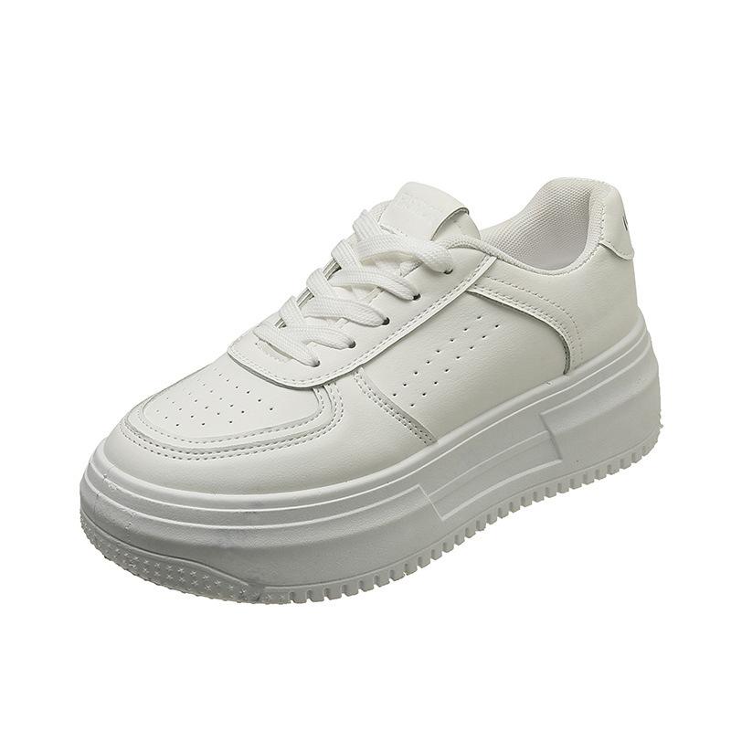 Platform White Shoes Women's Spring and Autumn Hong Kong Style Increases 2025 New Versatile Casual Sports Shoes Niche Board Shoes Ins Tide