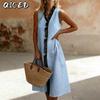 Fashion Summer Spring Sleeveless V-Neck Casual Dresses