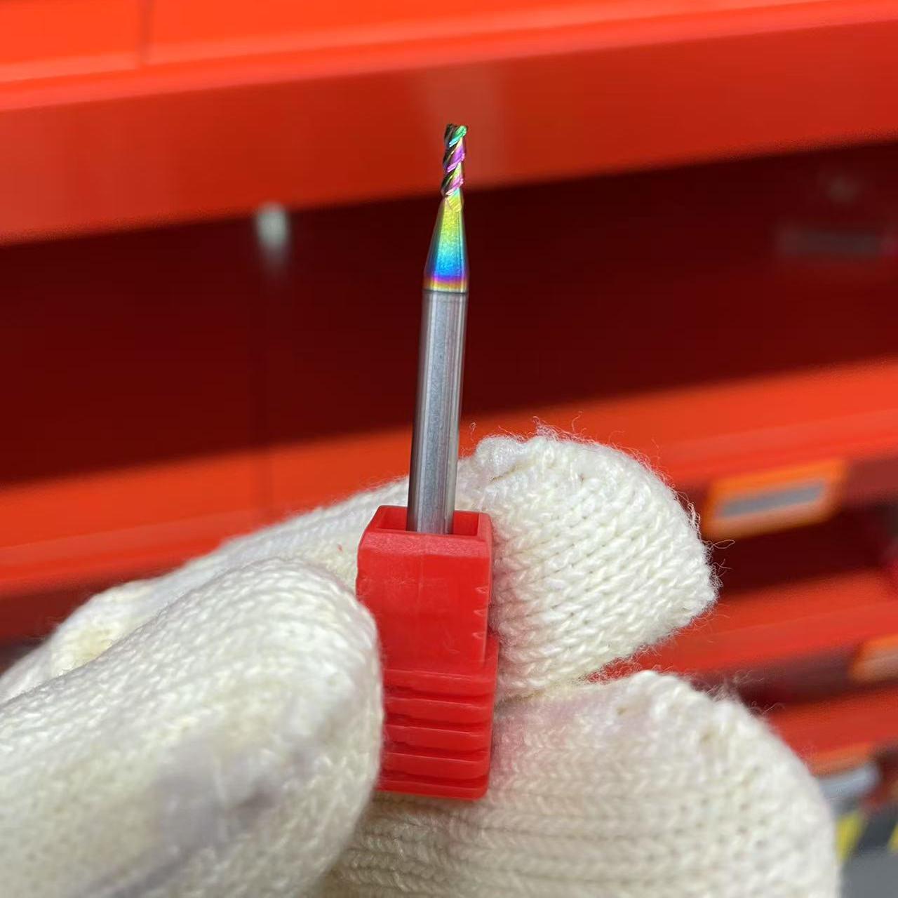 

60° Aluminum Alloy High-Gloss CNC Milling Cutter, Three-Flute, Seven-Color, Extended End Mill