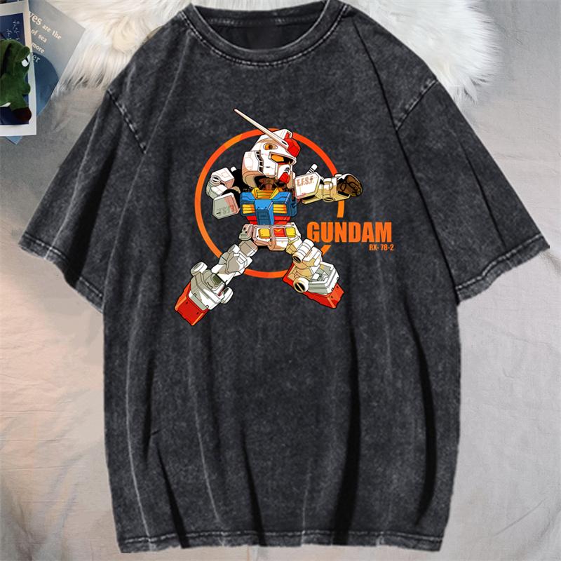 Anime GUNDAM Barbatos Graphic Printed Tshirt Mens and Womens Washed Tshirt High Quality Vintage Cotton Tshirt YK Top