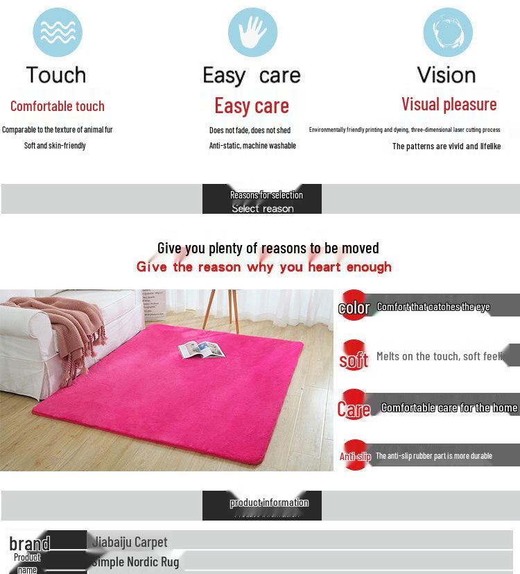 Modern Faux Rabbit Fur Rug: Washable, Thick, Full Coverage Mat for Living Room or Bedroom