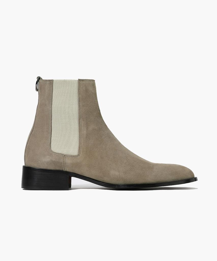 Firenze Atelier High Ankle Line Slim Toe Suede Chelsea Boots 3342-Qs [Ash Beige]