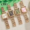 Light Luxury Watch Ladies Style Square Dial Steel Modern Minimalist Strap Embellishment for Office Party Date Night Women Quartz