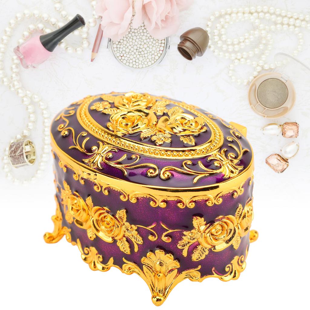 Metal Jewelry Box Vintage Zinc Alloy Decorative Easy To Maintain Keepsake Box for Necklace Earring