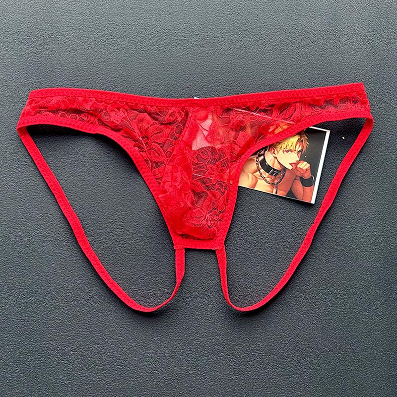 1 ks Sexy tanga spodní prádlo s krajkovým vzorem Osobnost Pánská móda S nízkým pasem Průhledné Hedvábně jemné