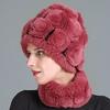 QT-078 Adult hat QT-078 Qiu Pongfan knitted hat women's fur versatile hand hook tie-dye hairball color matching