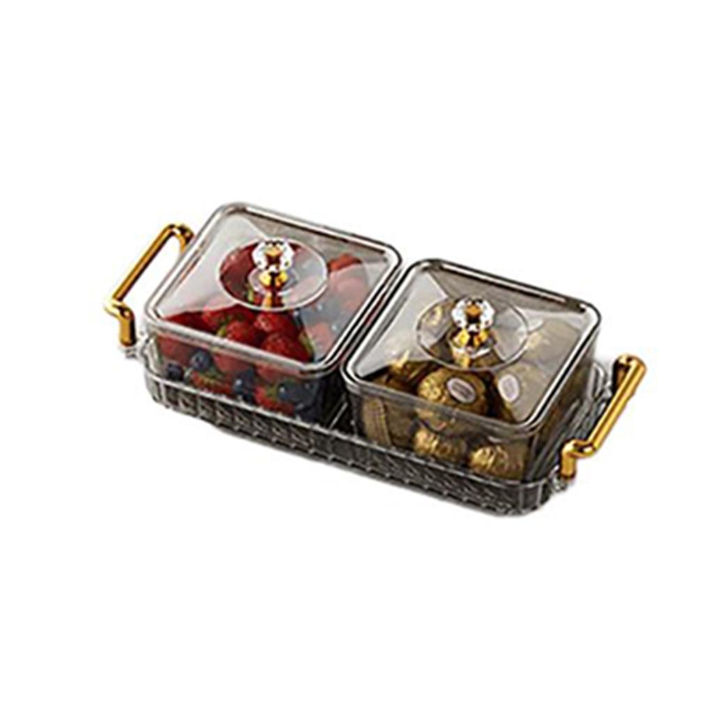 Portable Dried Fruit Tray Candy Storage Box Snack Fruit Tray Nonslip Divided Snack Fruit Tray With Lid Easy To Use