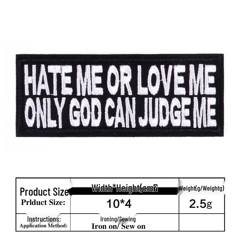 Vtipné černobílé vyšívané anglické písmenkové nášivky na oblečení