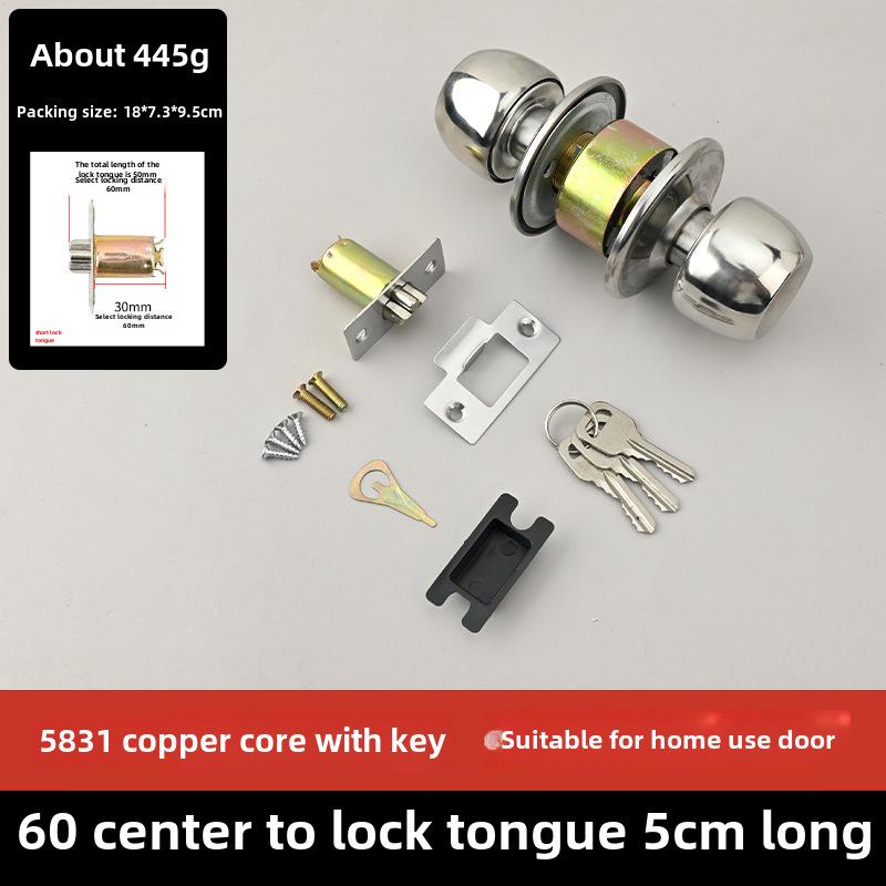 Stainless Steel and Wood Bathroom Door Knob Lock 5831