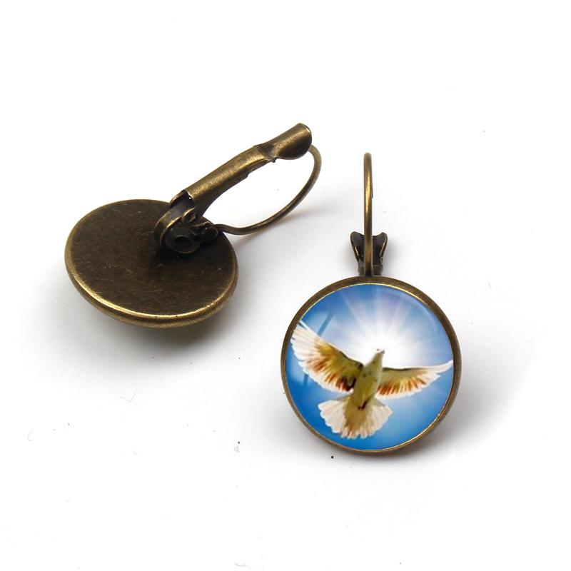 Vintage Women Charms Antique Birds Art Stud Earrings Wedding Party Jewelry Fashion Peacock Hummingbird Earrings Women's Colorful
