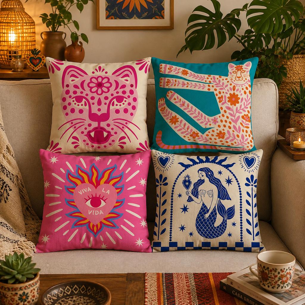 1PC Nordic Bohemian Sun Leopard Palm Cushion Cover Double sided Printed Pillowcase Comfortable Sofa Bedroom Home Decoration Gift