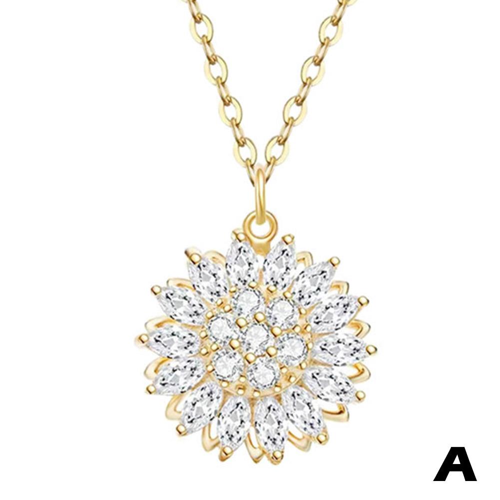 

Роскошное женское ожерелье с подвеской в виде солнца, винтажное, в виде подсолнуха, с разноцветной цепочкой и цирконами, дизайн Z6J6 Gold-One size