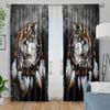 2pc Wolf Print Curtain Set, Suitable for Bedroom and Living Room Decoration, Machine Washable Polyester, Living Room Curtains