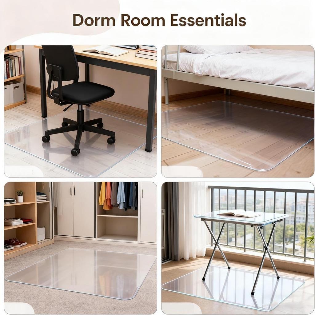 Transparent Chair Mat for Carpets 22 24 26 28 30 32 36 48 Clear PVC Floor Protector Mats, Non-Slip & Odorless Heavy Duty Office Chair Mat for Easy