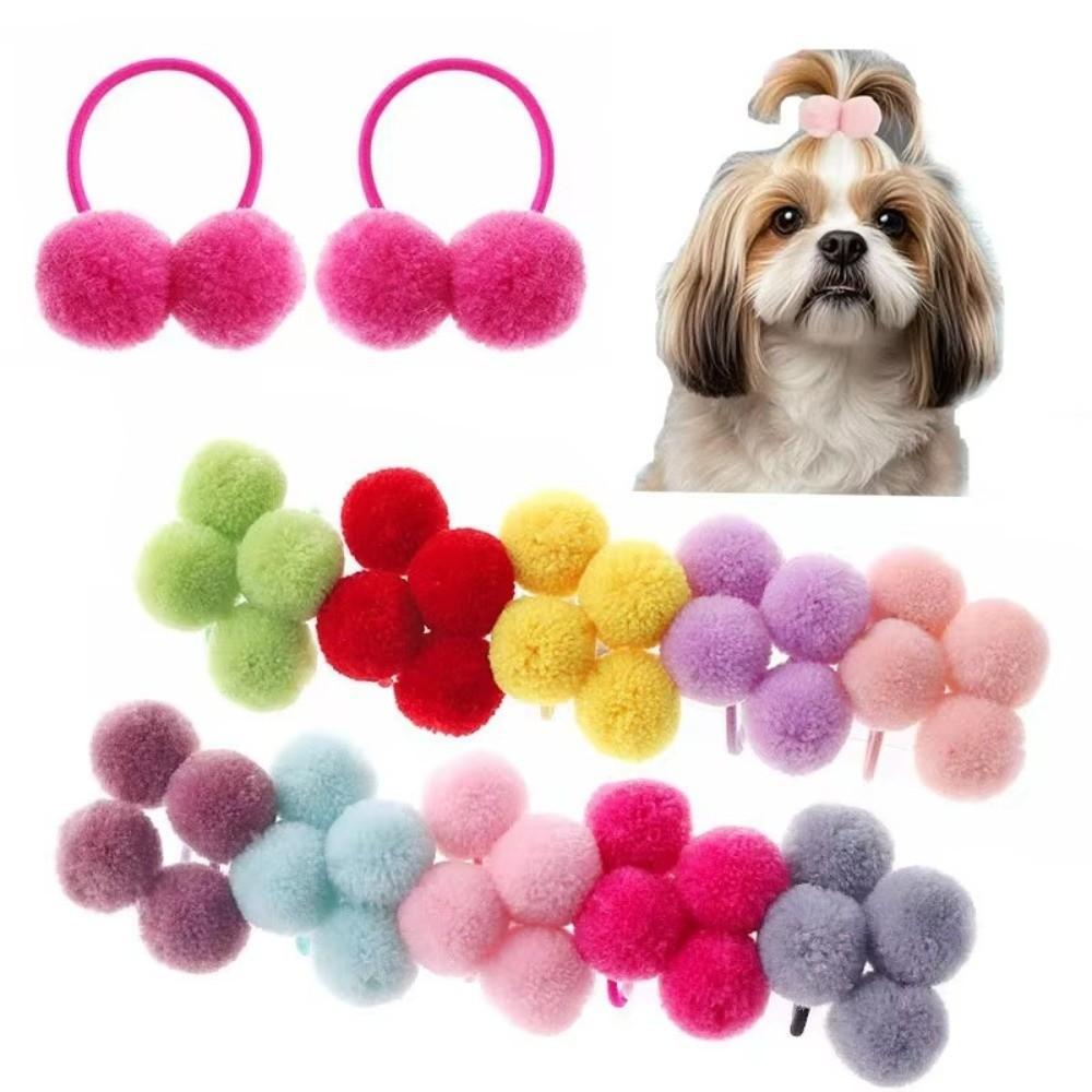 Double Fur Ball Hair Rope Set High Elasticity Hair Bands New Hair Scrunchies  For Kids Girls