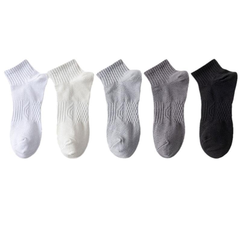 Men's Spring and Summer Simple Pure Color Sports Sweat Absorbent Mesh Breathable Massage Bottom Short Tube Cotton Socks
