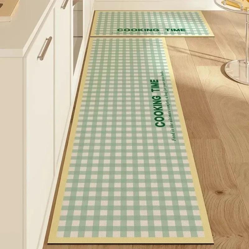 Kitchen Carpet Water-absorbent Anti-slip Floor Mat Diatom Mud Oil Absorption Foot Mats Minimalist Stripe Home Decoration Rug