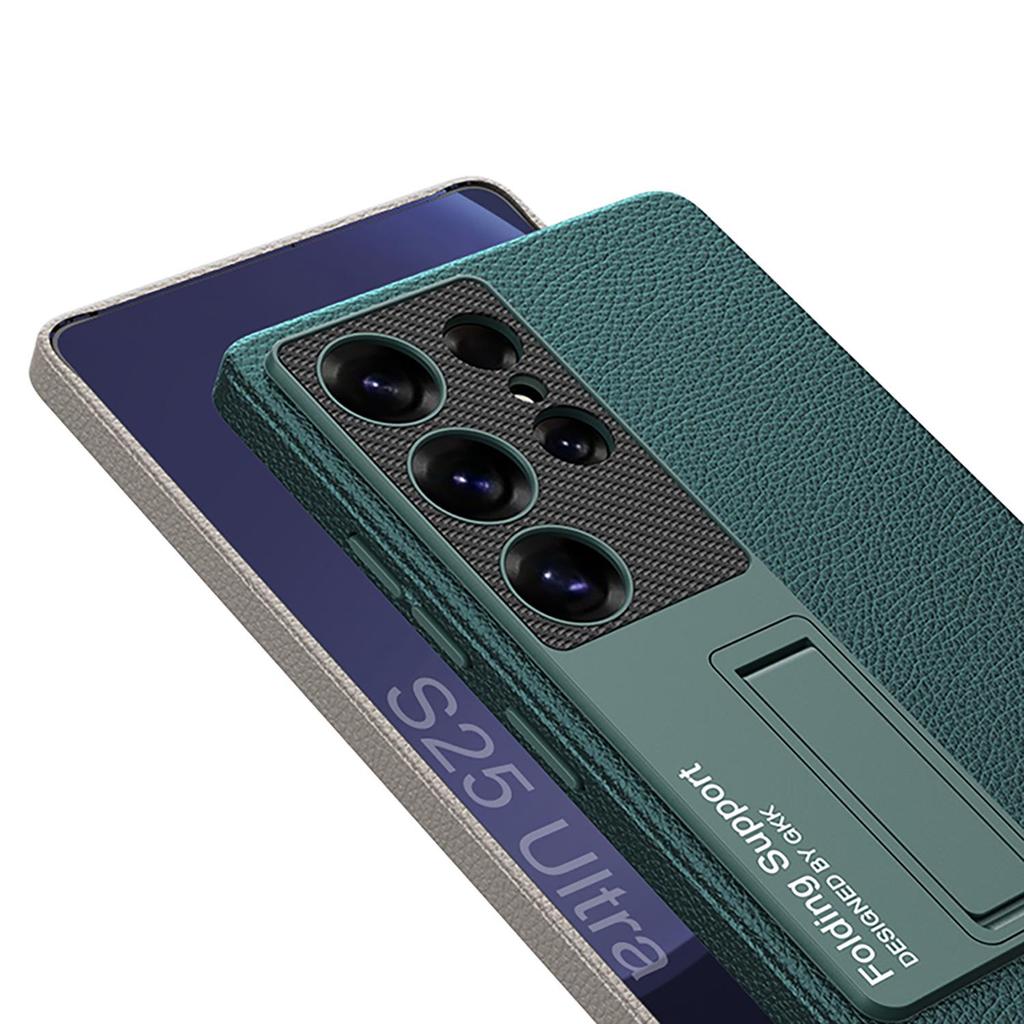 Samsung S25+ Ultra-thin Plain Leather Phone Case: Creative Hard Shell, Stand Function, Protective Cover for S25 Ultra