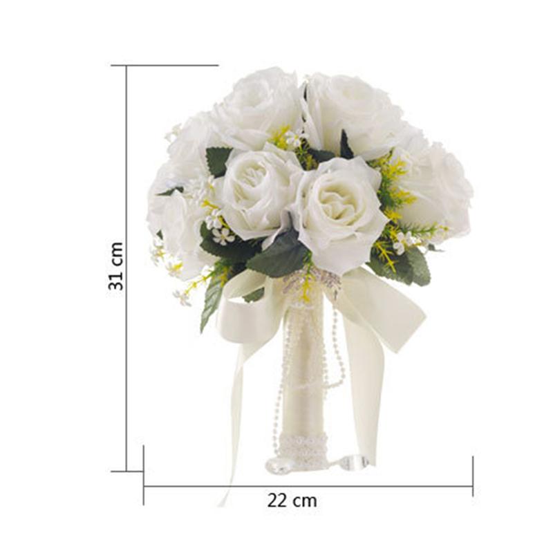 

Bridal Bridesmaid Wedding Bouquet White Silk Flowers Roses Artificial Bride Boutonniere Mariage Bouquet Wedding Accessories білий
