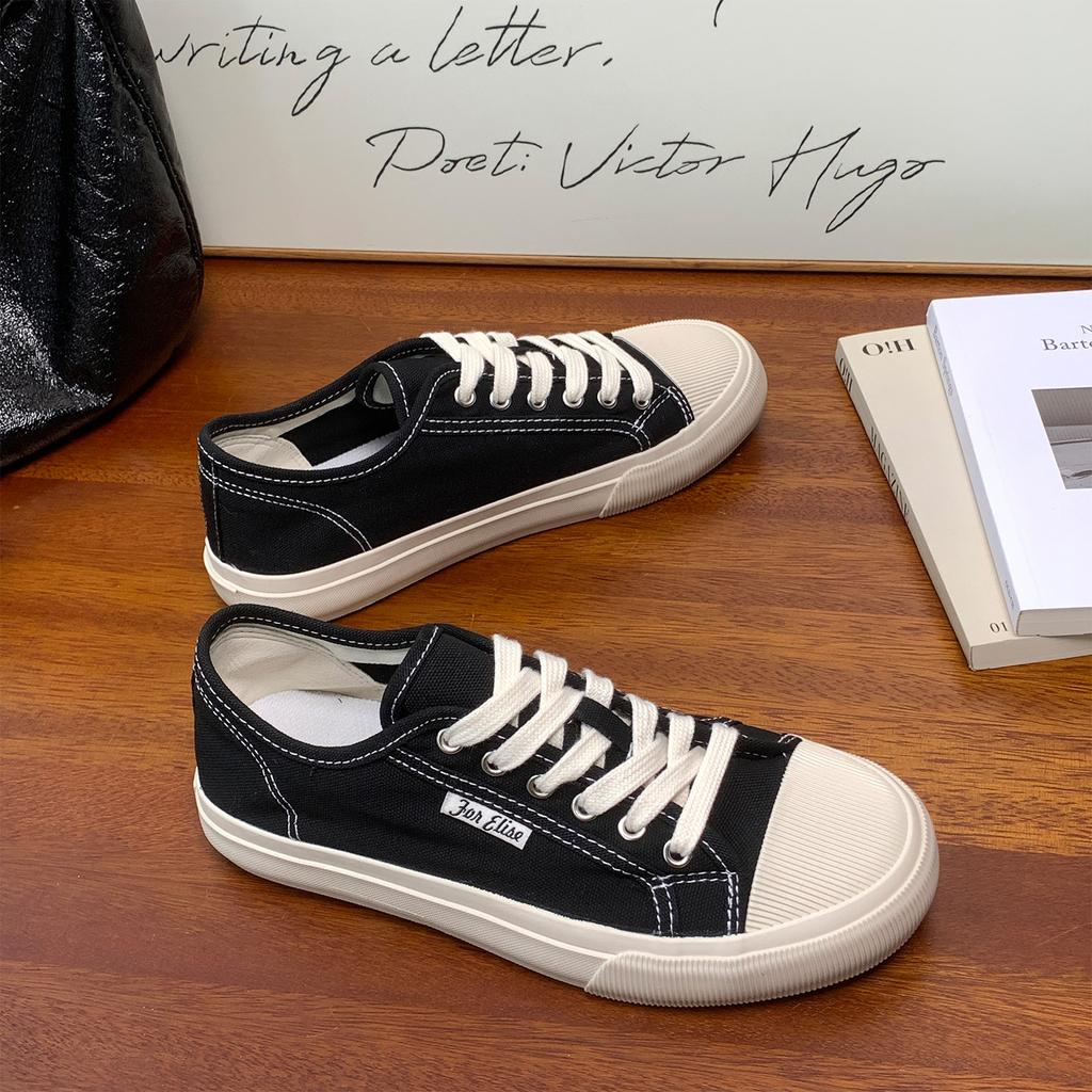 2025 Summer Single Shoes Retro Vintage Canvas Shoes Flat Women's Shoes Summer Thin Single Shoes Breathable Women's Shoes