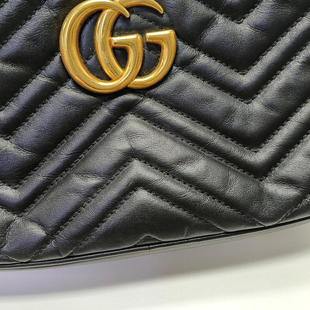 [Použitá] Gucci GG Marmont Malá prošívaná taška přes rameno 'Černá' - Dobrý stav #9XXEWF