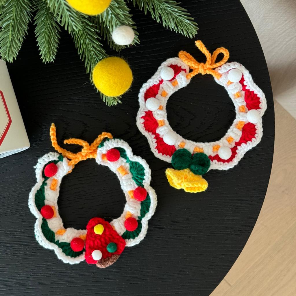 Pet Collars Christmas Pet Necklaces Cats Dogs Bells Reindeer Yarn Woven Scarves Dog Accessories for Small Dogs Puppy