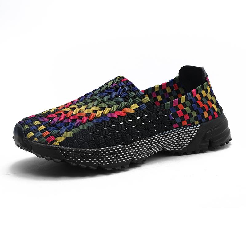 Breathable Summer Woven Walking Shoes Slip On Ladies Loafers Handmade Shoes Women Casual Shoes Women Flats Female Sneakers