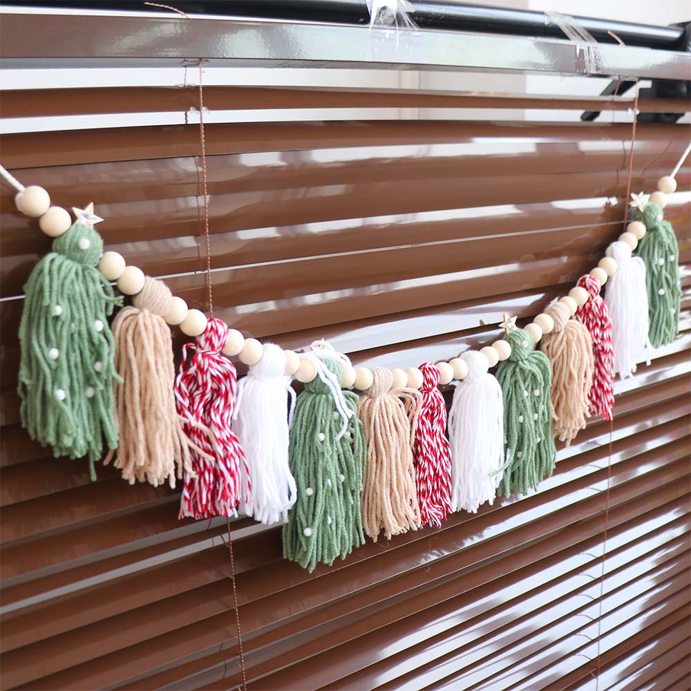 Boho Style Christmas Tassel Ornaments Colorful Tassel Banner New Year Hanging Pendant Home Decor