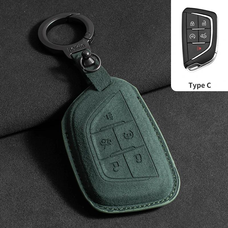 Interior Mouldings Suede Car Key Case Cover For Cadillac Escalade ESV SRX STS XT4 CT4 CT5 ATS CT6 CTS DTS XT5 Car Key Protective