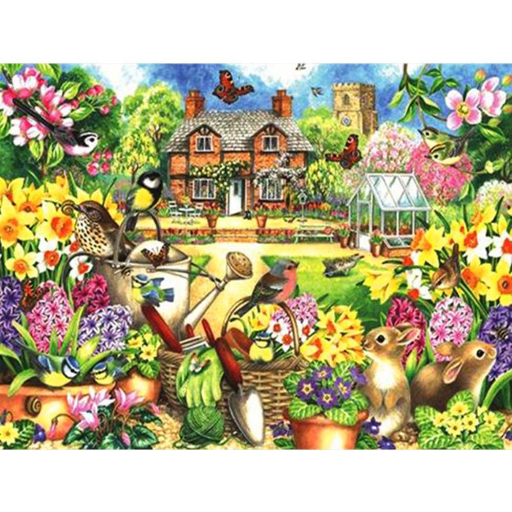 Diamant-Stickerei, Garten, voller quadratischer Bohrer, Kreuzstich, Diamant-Malerei, Landschaft, Vogel, Bild von Strass-Wandkunst