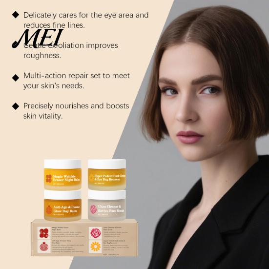 Augencreme 4er-Set Tages-Nacht-Feuchtigkeitsspender, Gesicht & für langanhaltende Hautfeuchtigkeit, Anti-Aging Täglich mit Reparatur, Barrierepflege