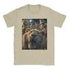 Men T-Shirts Funny Lion Selfie With Scarecrows Novelty Cotton Tee Shirt Scary Halloween T Shirt Crewneck Merchandise Plus Size