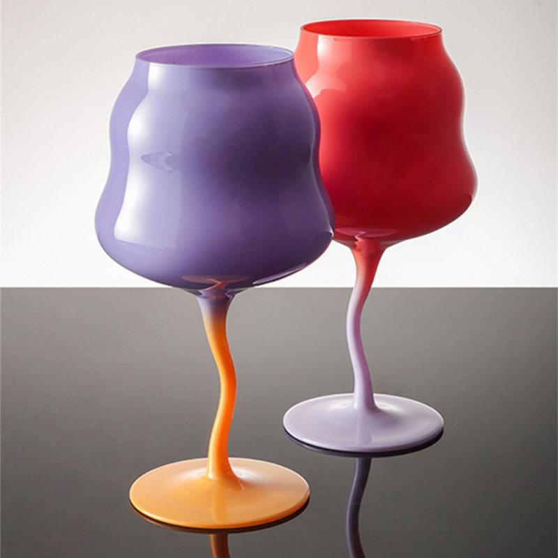 Creative Goblet Cup Retro Style Colorful Crystal Twist Red Wine Glass For Champagne Cocktail For Party Wedding Bar Accessories