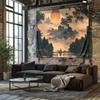 Enchanted Lakeside Sunset Landscape Hanging Cloth  Romantic and Aesthetic Home Decor Wall Tapestry