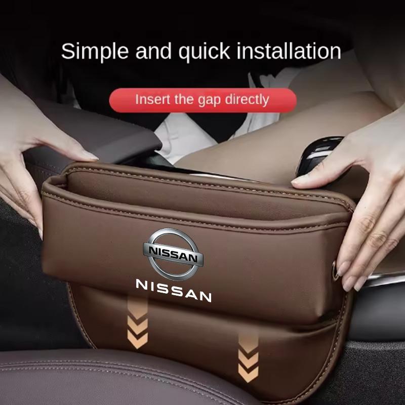 CFEUGT1 Leather Car Seat Gap Organizer Multifunction Storage Pocket For Nissan J10 X-Trail Qashqai Juke Leaf Micra NOTE Patrol Pulsar