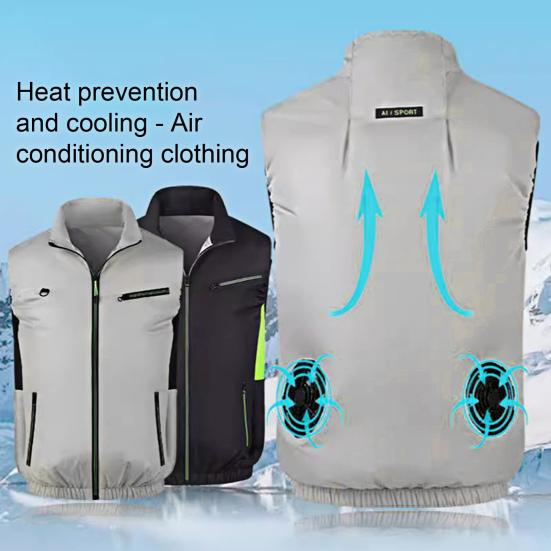Fan Vest with Adjustable Wind Speed Powerful Dual Fan Cooling Ergonomic Design Summer Heat Relief Cooling Waistcoat