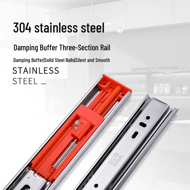 45mm Wide Thickened Stainless Steel Hydraulic Soft-Close Drawer Slide