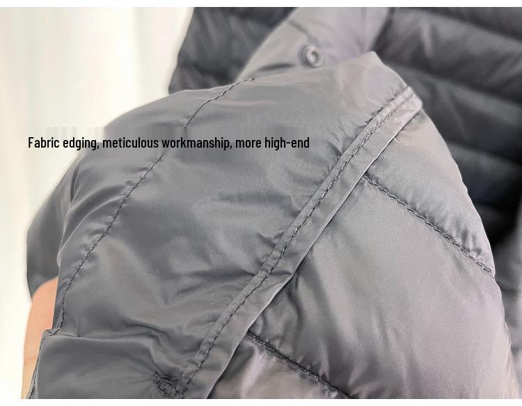 Men's Lightweight Sleeveless Down Vest - Warm 90% White Duck Down, Round Neck/V-Neck, Two-Way.