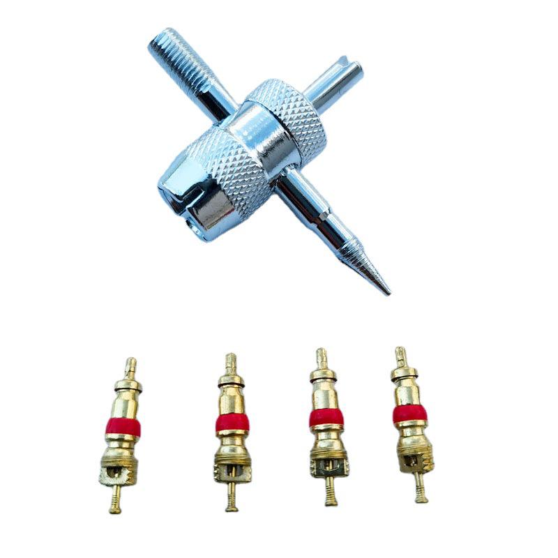 Electric Car Tire Valve Core Wrench Set: Four-in-One Repair & Installation Tool