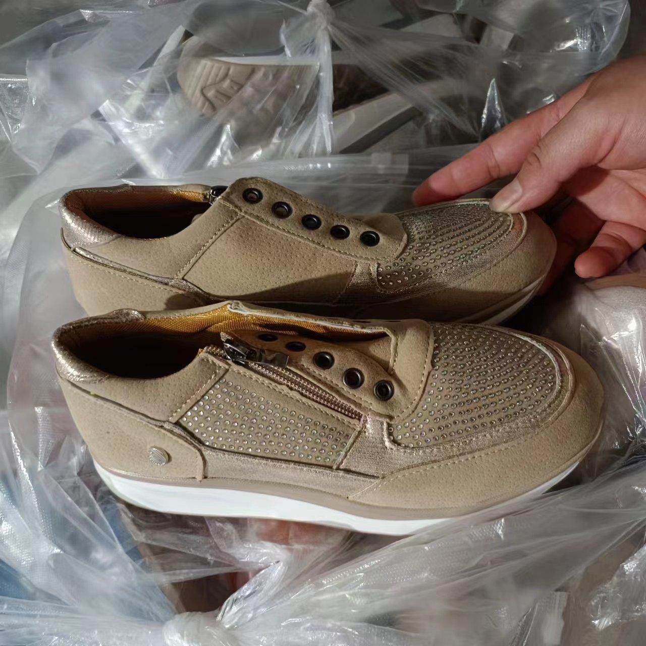 

Большой размер стразы шнуровка повседневные женские туфли на маффиновой подошве комбинезоны круглый носок средний каблук молния обувь 43