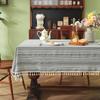 Yarn-Dyed Polyester-Cotton Famous Jacquard Striped Fringed Lace Coffee Table Tablecloth Dining Table Cloth Cover Towel