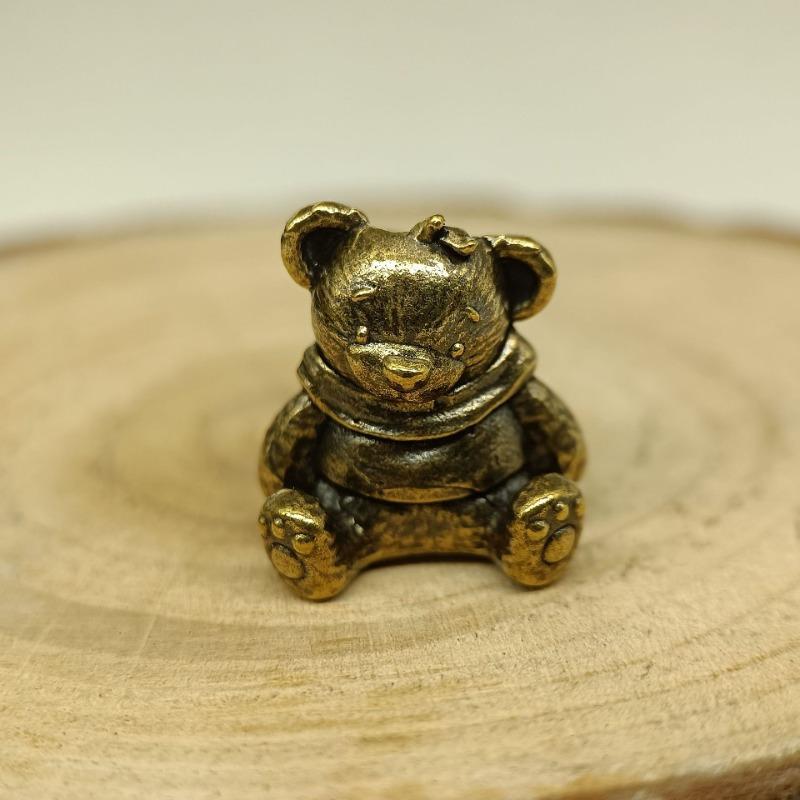 Cute Sitting Bear Brass Knife Bead EDC DIY Woven Bracelet Lanyard Pendants Keychain Accessories Hangings Trinkets