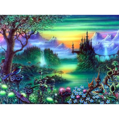 Ricamo diamante fai da te Fantasy Wonderland modello rotondo strass set pittura diamante punto croce decorazione della parete cucito