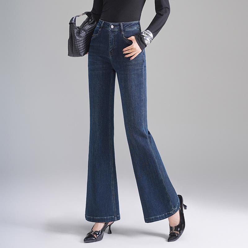 

Женские джинсы с высокой талией, облегающие, стрейч, микро клеш 29 сине серый