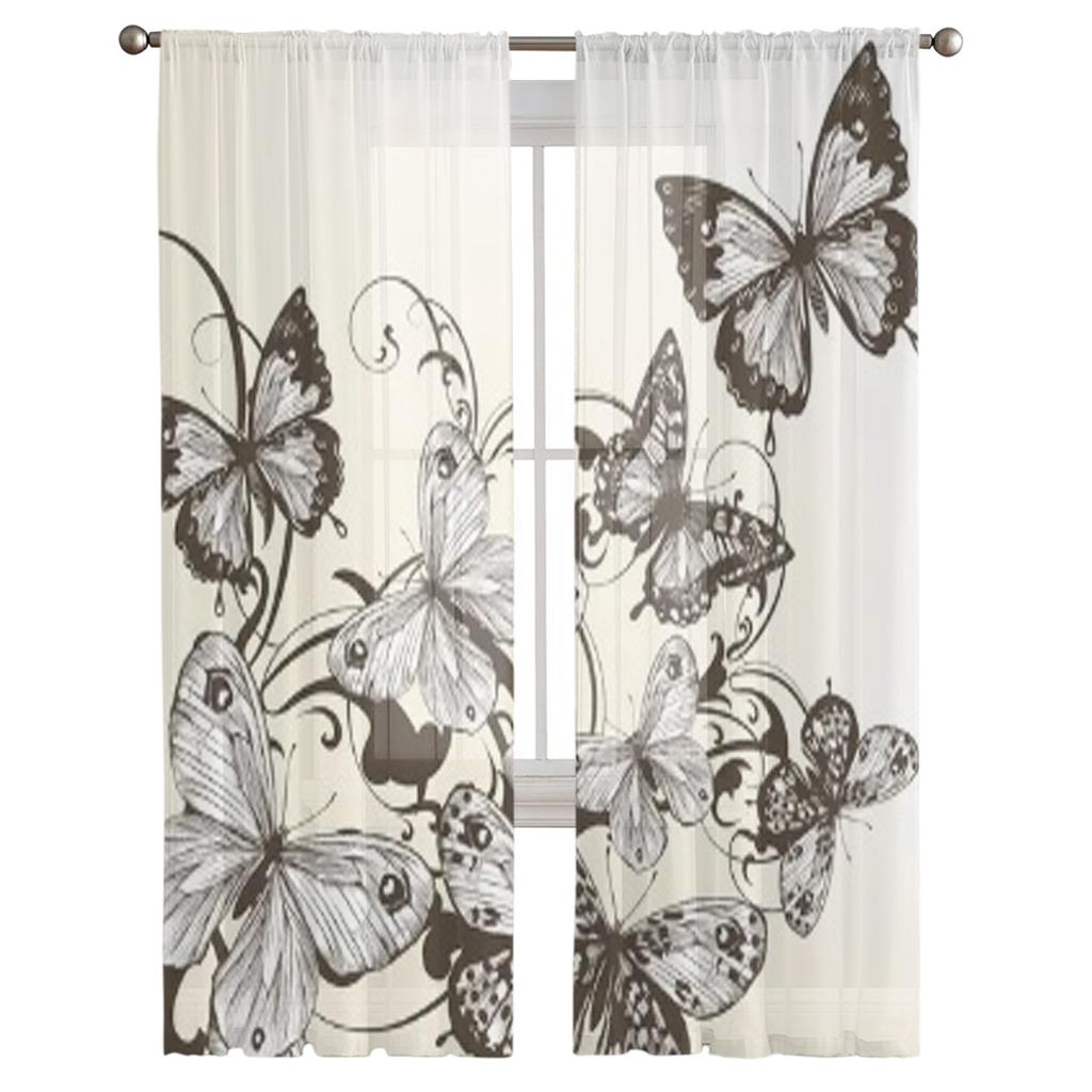 Motyle Przezroczyste Zasłony Do Salonu Przezroczyste Tiulowe Osłony Okien Sypialnia Kuchnia Wystrój Domu Zasłony Welonowe